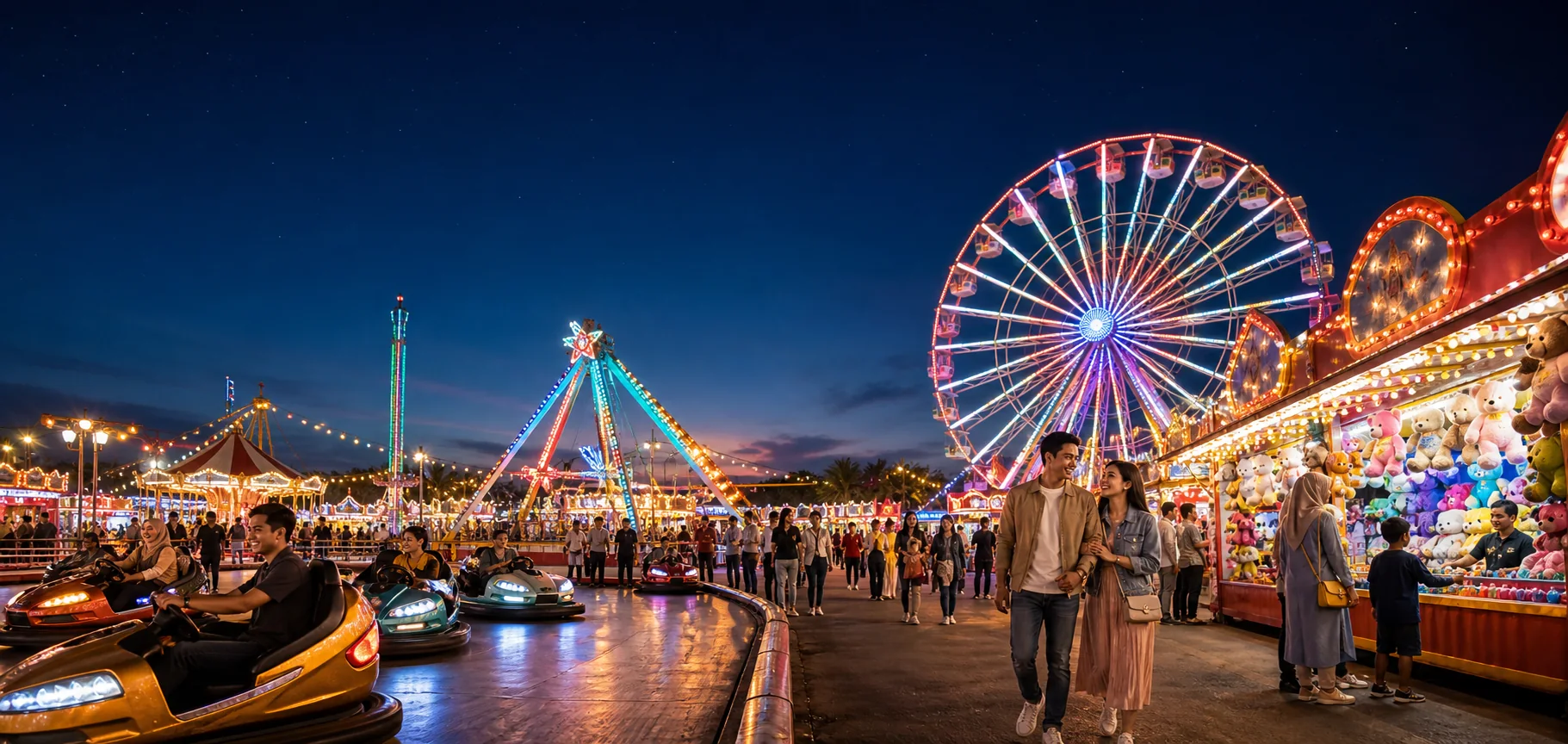Night rides, lights, families and carnival game stalls at UK Fun Park